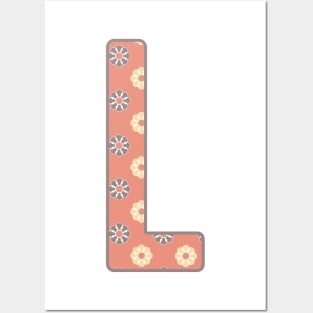 MONOGRAM LETTER L PINK FLORAL TYPOGRAPHY DESIGN Posters and Art